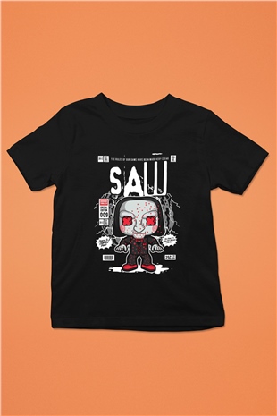 Saw Billy Baskılı Unisex Siyah Çocuk Tişört
