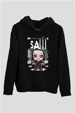 Saw Billy Baskılı Unisex Siyah Hoodie
