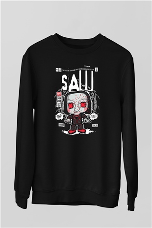 Saw Billy Baskılı Unisex Siyah Sweatshirt