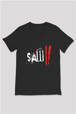 Saw Siyah Unisex V Yaka Tişört T-Shirt