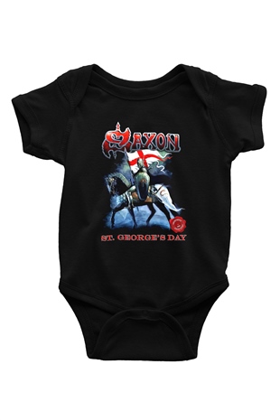 Saxon Baskılı Siyah Bebek Body - Zıbın