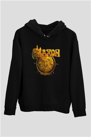 Saxon Siyah Unisex Kapşonlu Sweatshirt