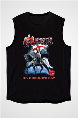 Saxon Siyah Unisex Kolsuz Tişört