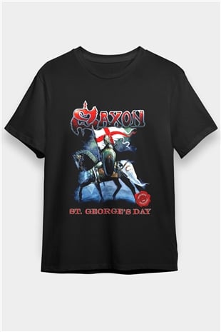 Saxon Siyah Unisex Tişört T-Shirt - TişörtFabrikası