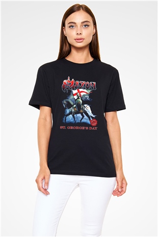 Saxon Siyah Unisex Tişört T-Shirt - TişörtFabrikası