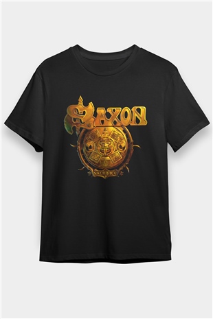 Saxon Siyah Unisex Tişört T-Shirt - TişörtFabrikası