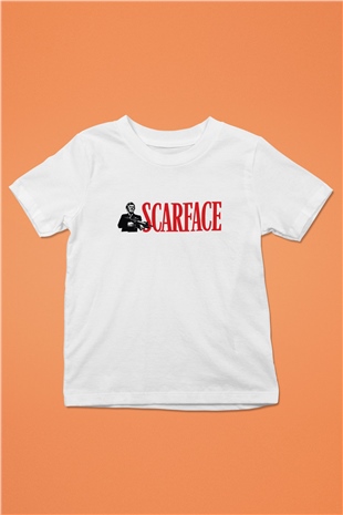 Scarface Baskılı Beyaz Unisex Çocuk Tişört
