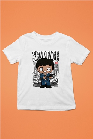 Scarface Baskılı Unisex Beyaz Çocuk Tişört