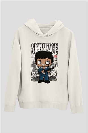 Scarface Baskılı Unisex Beyaz Hoodie