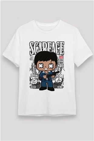 Scarface Baskılı Unisex Beyaz Tişört