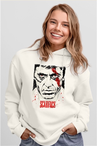 Scarface Beyaz Unisex Hoodie