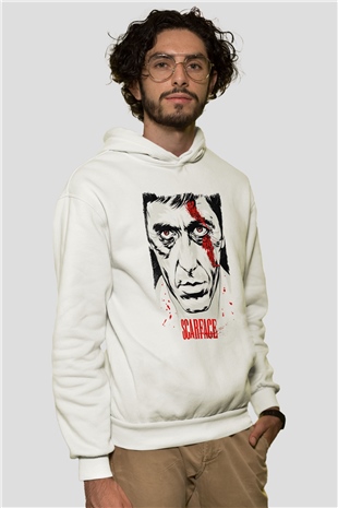 Scarface Beyaz Unisex Hoodie