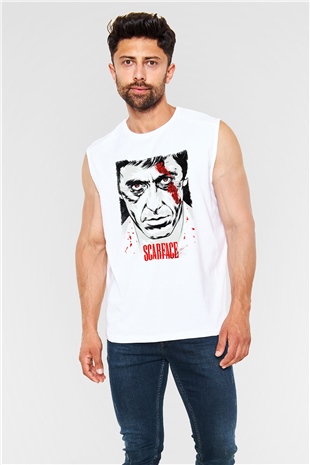 Scarface Beyaz Unisex Kolsuz Tişört