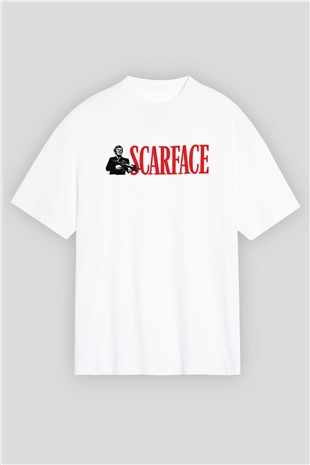 Scarface Beyaz Unisex Oversize Tişört T-Shirt