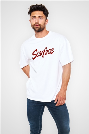 Scarface Beyaz Unisex Oversize Tişört T-Shirt
