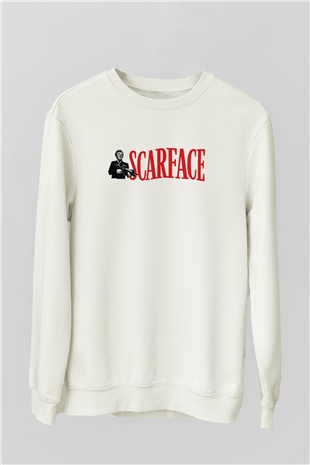 Scarface Beyaz Unisex Sweatshirt