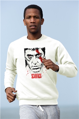 Scarface Beyaz Unisex Sweatshirt