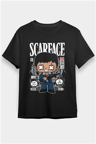 Scarface Tony Montana Baskılı Unisex Siyah Tişört