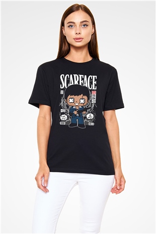 Scarface Tony Montana Baskılı Unisex Siyah Tişört