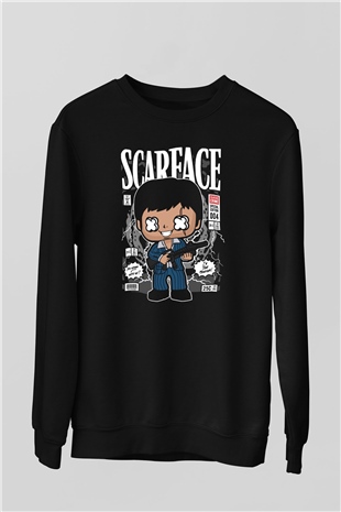 Scarface Tony Montana Baskılı Unisex Siyah Sweatshirt