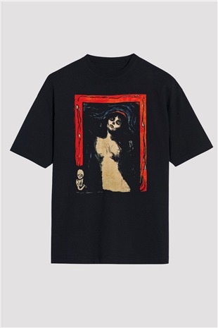 Scene I Skogen Baskılı Oversize Siyah Tshirt