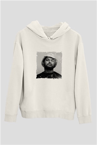 Schoolboy Q Baskılı Unisex Beyaz Kapüşonlu Sweatshirt