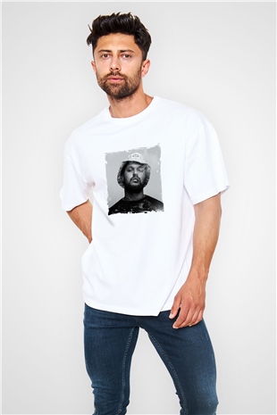 Schoolboy Q Baskılı Oversize Beyaz Tişört