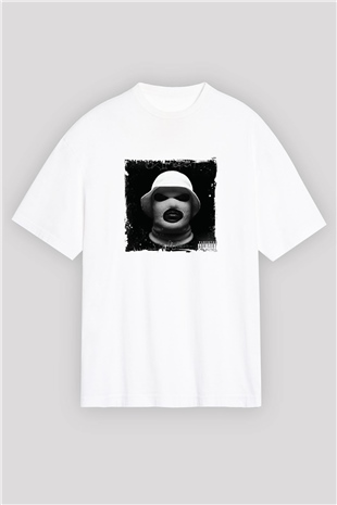 Schoolboy Q Baskılı Oversize Beyaz Tişört