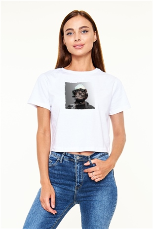 Schoolboy Q Beyaz  Crop Top Tişört