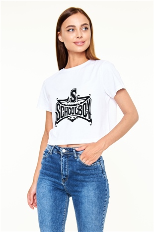 Schoolboy Q Beyaz Croptop Tişört