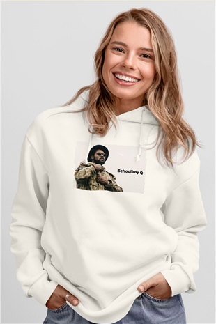 Schoolboy Q Beyaz Unisex Kapüşonlu Sweatshirt