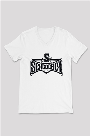 Schoolboy Q Beyaz Unisex V Yaka Tişört T-Shirt