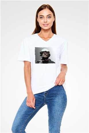 Schoolboy Q Beyaz Unisex V Yaka Tişört