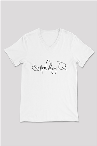Schoolboy Q Beyaz Unisex V Yaka Tişört