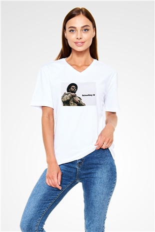 Schoolboy Q Beyaz Unisex V Yaka Tişört