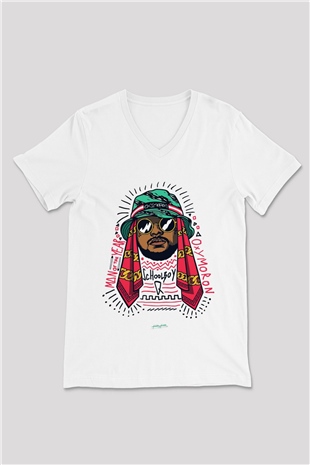 Schoolboy Q Beyaz Unisex V Yaka Tişört T-Shirt