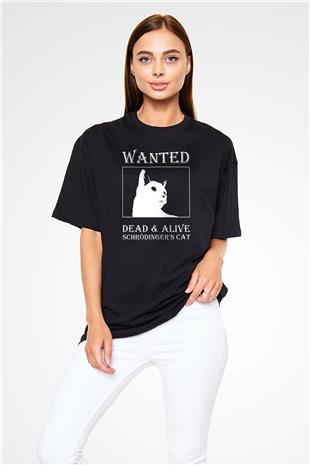 Schrödingerin Kedisi Aranıyor Baskılı Unisex Oversize Tişört - Tshirt