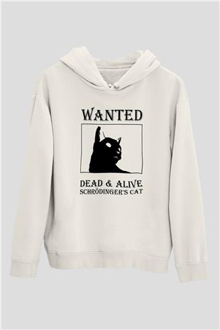 Schrödingerin Kedisi Aranıyor Baskılı Unisex Ekru Hoodie