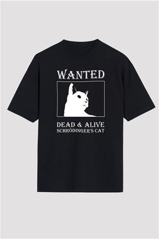 Schrödingerin Kedisi Aranıyor Baskılı Unisex Oversize Tişört - Tshirt