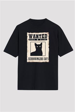 Schrödingerin Kedisi Aranıyor İlan Baskılı Unisex Oversize Tişört - Tshirt