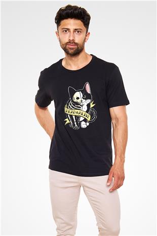 Schrödingerin Kedisi Canlı Ölü Baskılı Unisex Siyah Tişört - Tshirt
