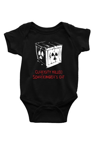 Schrödingerin Kedisi Kutuda  Baskılı Unisex Siyah Bebek Body - Zıbın