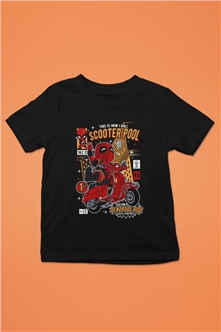 Scooter Pool Baskılı Unisex Siyah Çocuk Tişört