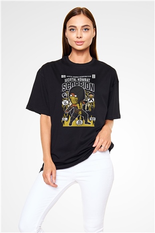 Scorpion Baskılı Unisex Siyah Oversize Tişört