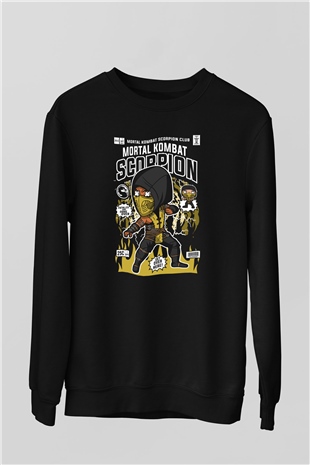Scorpion Baskılı Unisex Siyah Sweatshirt