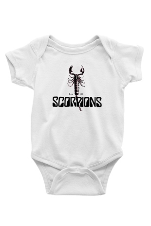 Scorpions Baskılı Beyaz Unisex Bebek Body - Zıbın