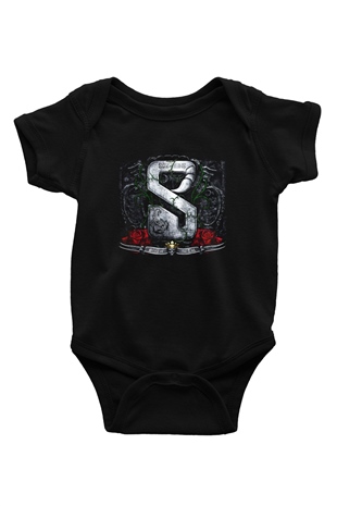Scorpions Baskılı Siyah Bebek Body - Zıbın