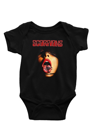 Scorpions Baskılı Siyah Bebek Body - Zıbın