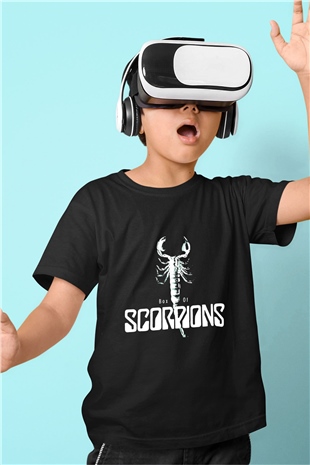Scorpions Baskılı Siyah Unisex Çocuk Tişört
