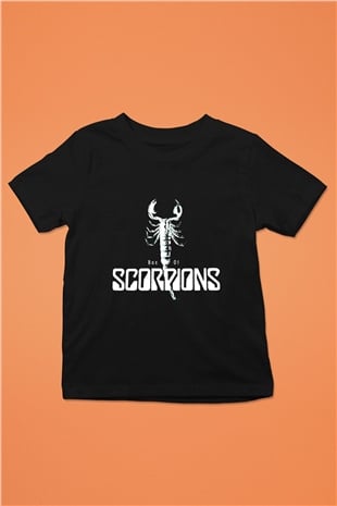 Scorpions Baskılı Siyah Unisex Çocuk Tişört